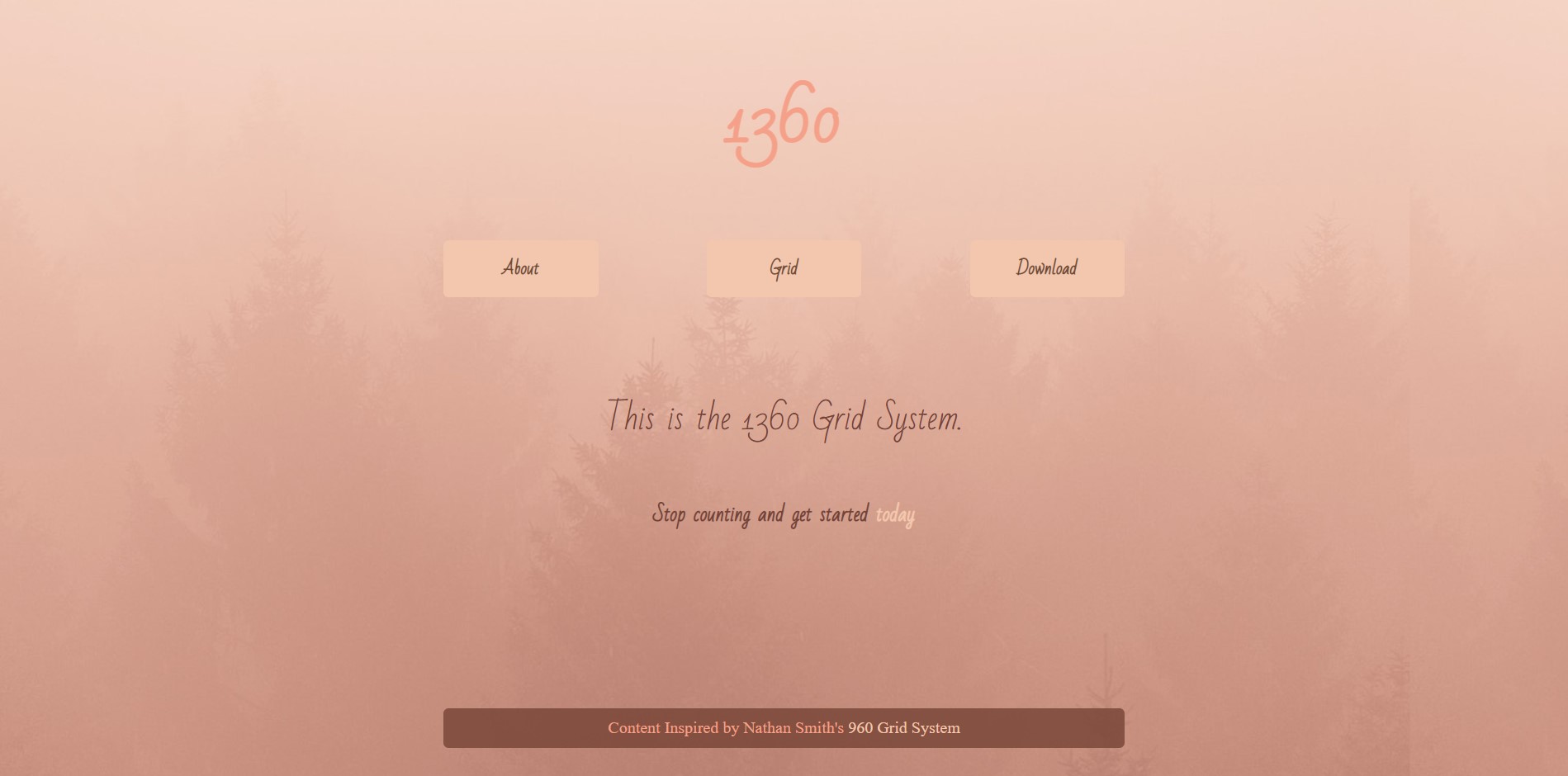 A website with a bright pink forest and some overlaying text